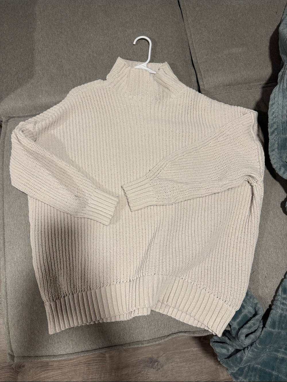 Cream Ribbed Turtleneck Sweater - Women's Cozy Knit OVERSIZED